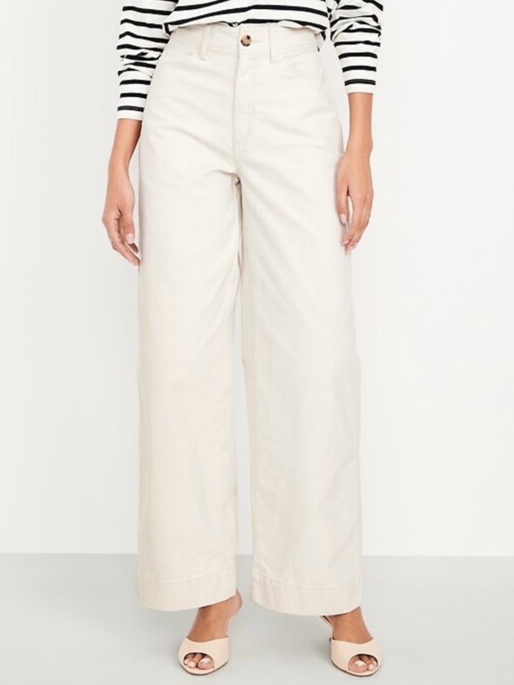 Old Navy Off-White Wide-Leg High-Rise Jeans